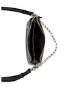 Bandolera negra de mujer con textura elegante, ideal para fiestas y ocasiones especiales.