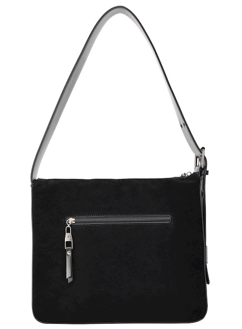 Tote bag negra con diseño moderno y chic, combina funcionalidad y estilo.