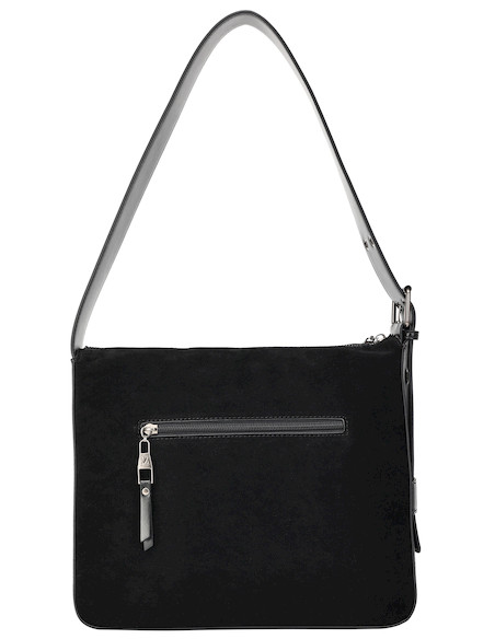 Tote bag negra de PU con correa ajustable y extraíble, perfecta para la oficina o campus.