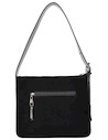 Tote bag negra de PU con correa ajustable y extraíble, perfecta para la oficina o campus.