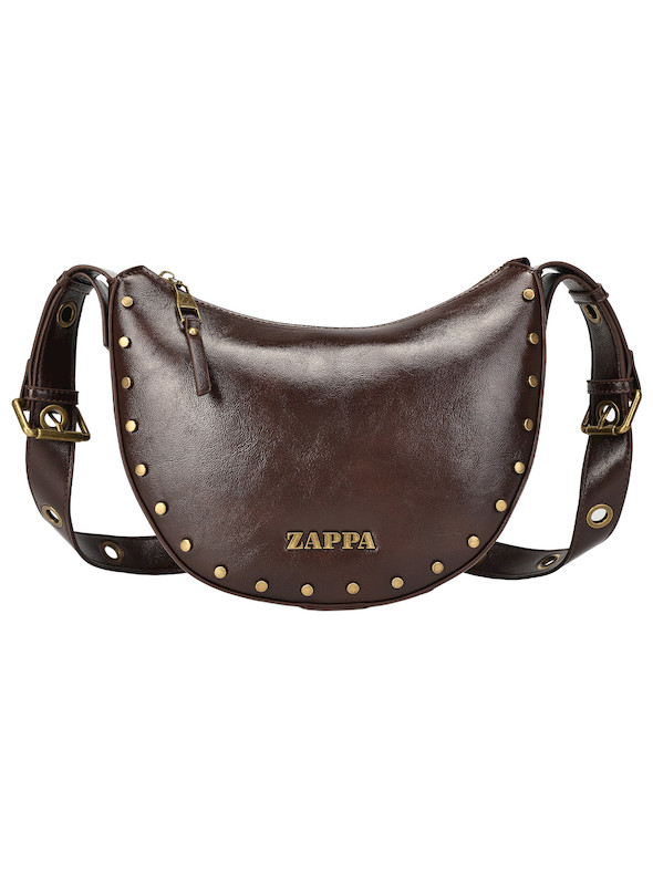 Bolsillo con cierre metálico de la bandolera Zappa en color moro, ideal para llevar lo esencial.
