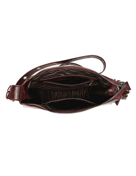 Bandolera burdeos Zappa de PU para mujer, estilo casual, ideal para salir o trabajar, con detalles metálicos.