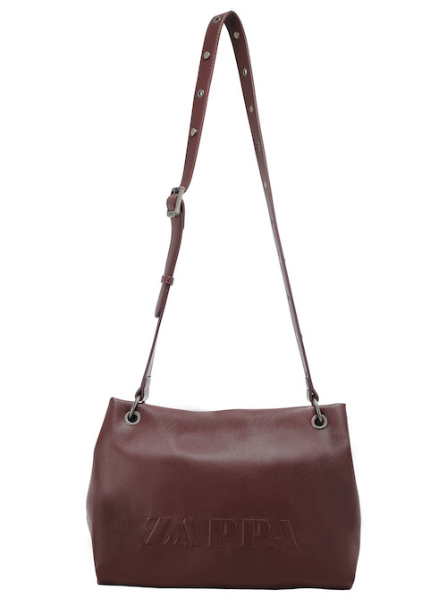 Bandolera burdeos de PU para mujer, estilo casual, con correa ajustable y detalles metálicos.