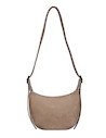 Vista de la correa ajustable de la bandolera beige, ideal para un ajuste personalizado y cómodo.
