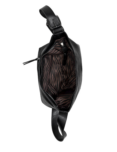 Bandolera negra Zappa de PU con diseño casual y suave textura, ideal para un estilo urbano femenino.