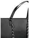 Una tote bag negra de cuero sintético, estilo casual, ideal para uso urbano y diario.