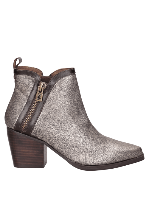 Botín de cuero oro para mujer, estilo casual, ideal para uso diario y actividades informales.