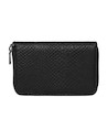 Billetera negra mujer con diseño rectangular y esquinas redondeadas, perfecta para llevar tarjetas.