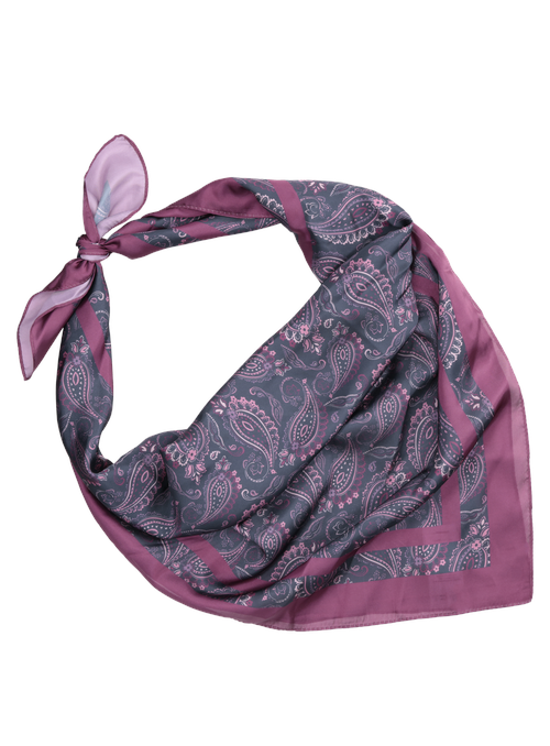 Accesorio de seda sintética en color burdeos, ideal para looks urbanos.