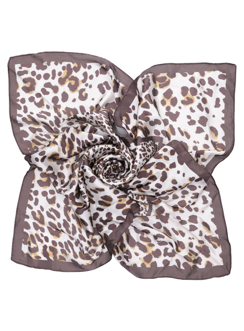 pañuelo mujer animal print casual en seda sintética, accesorio versátil para anudar en el cuello o bolso