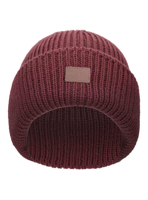 Beanie burdeos de mujer, estilo casual, adecuado para actividades exteriores, mezcla de 30% lana y 70% acrílico.